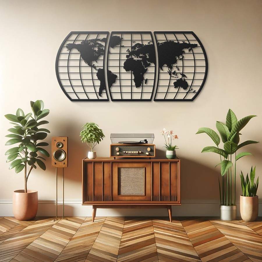 World Map Metal Wall Art