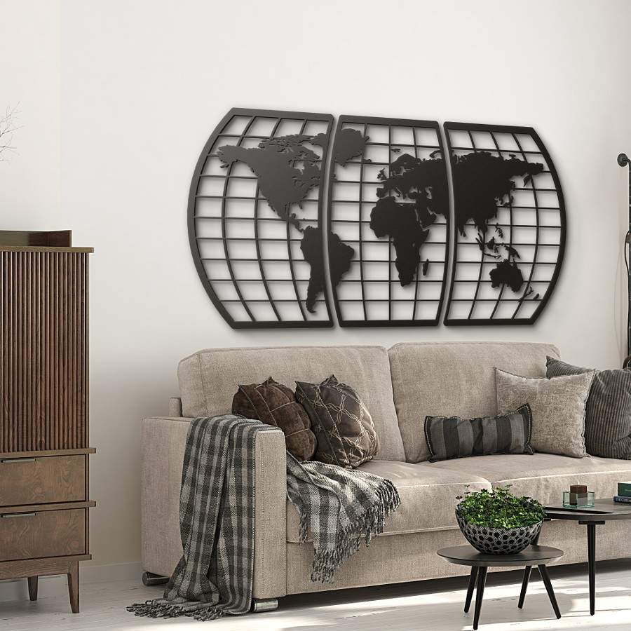 World Map Metal Wall Art