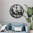 Western Cowboy Caravan Metal Wall Clock