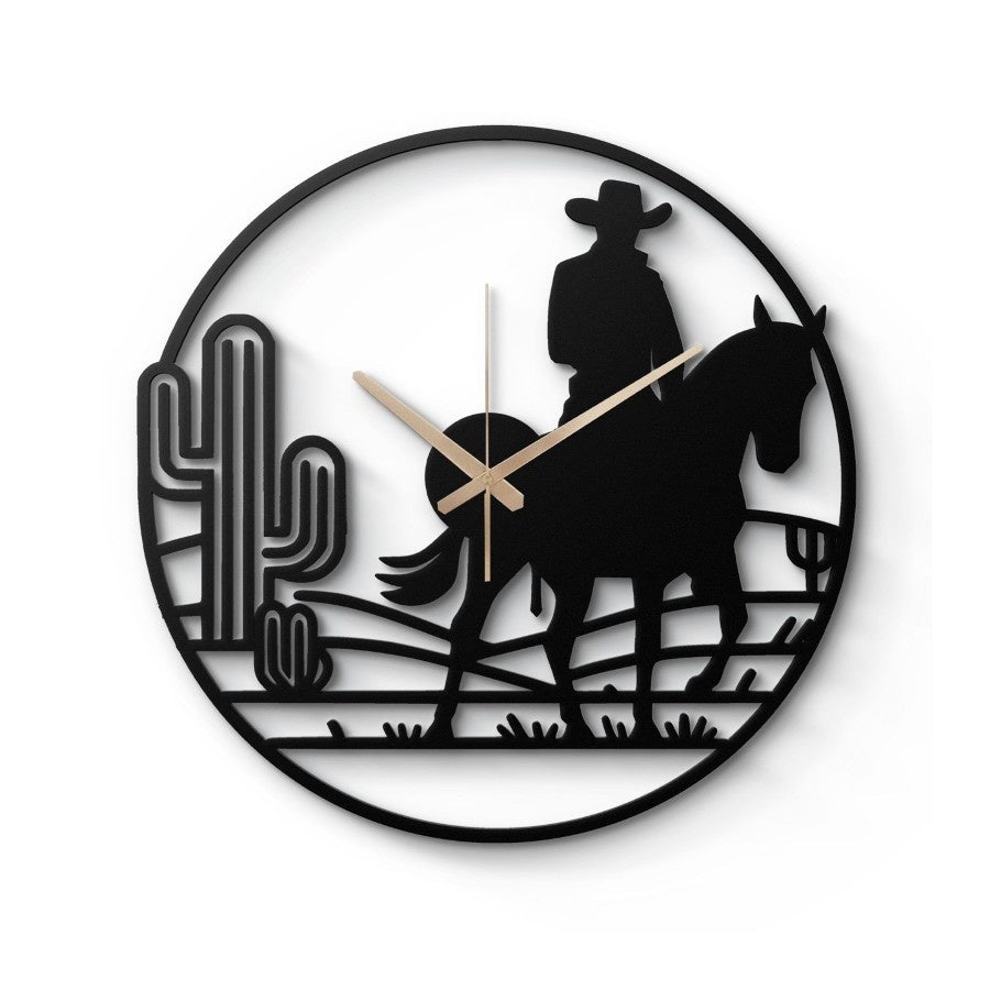 Western Cowboy Metal Wall Clock