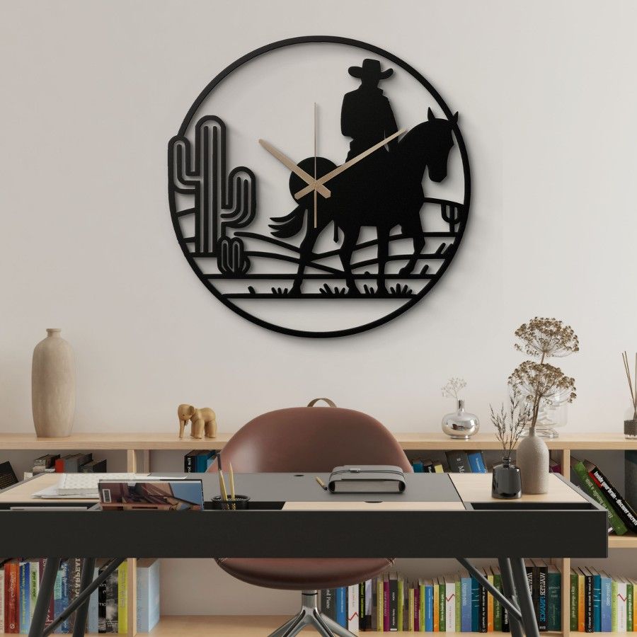 Western Cowboy Metal Wall Clock