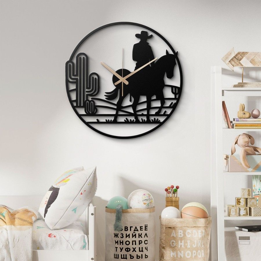 Western Cowboy Metal Wall Clock