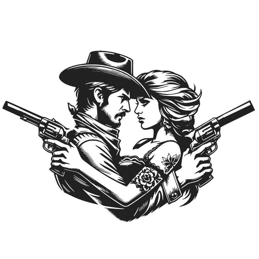 Cowboy & Cowgirl Romance Metal Wall Art