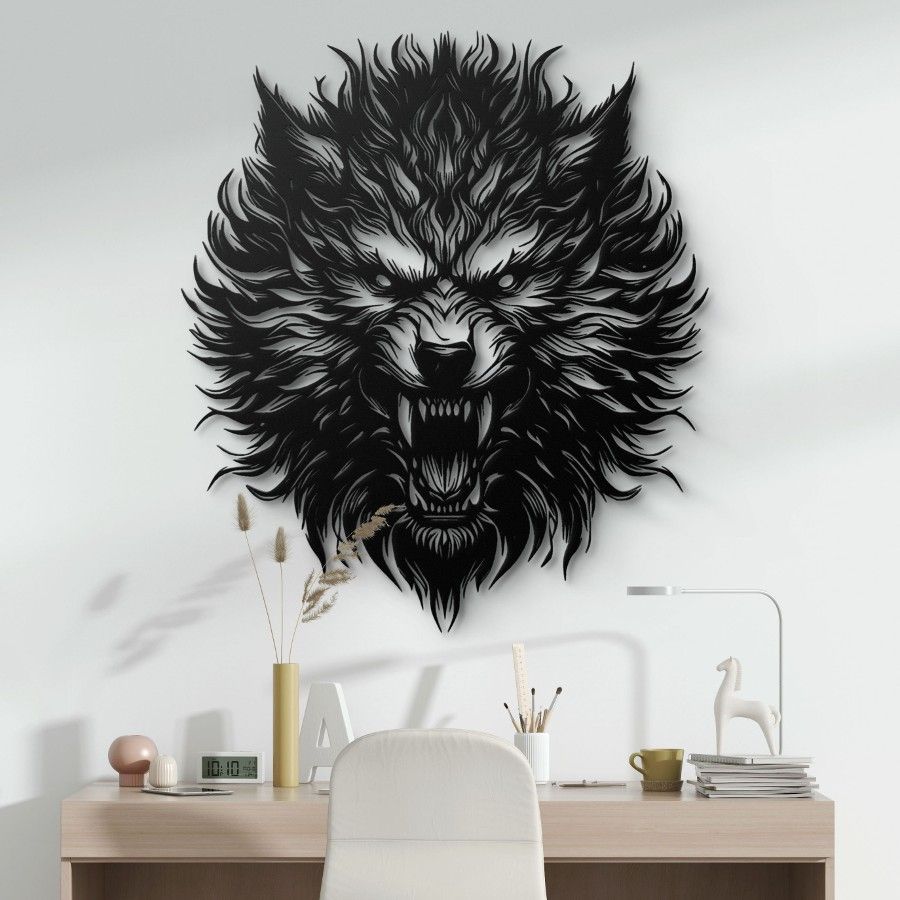 Wolf Head Metal Wall Art