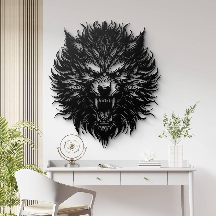 Wolf Head Metal Wall Art