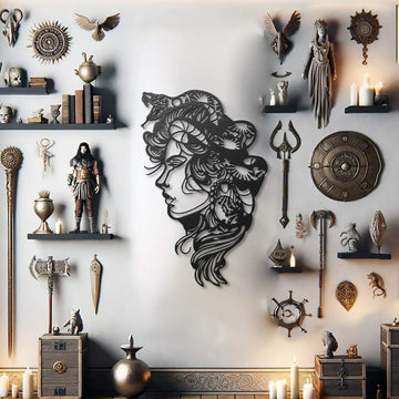 Woman Snake Head Metal Wall Art Decor