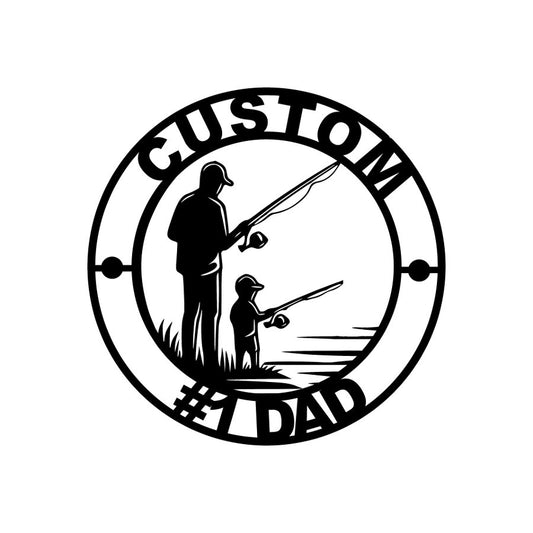 Custom Fishing with Dad Metal Wall Art