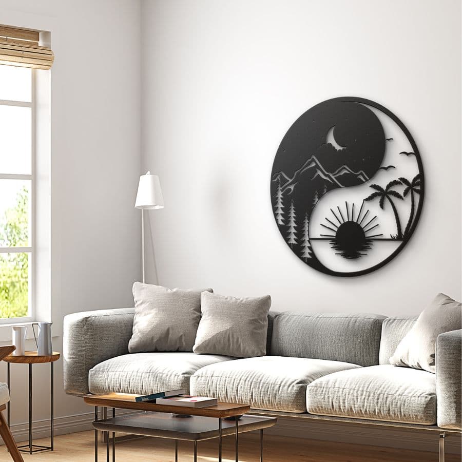 Ying Yang Scenery Metal Wall Art