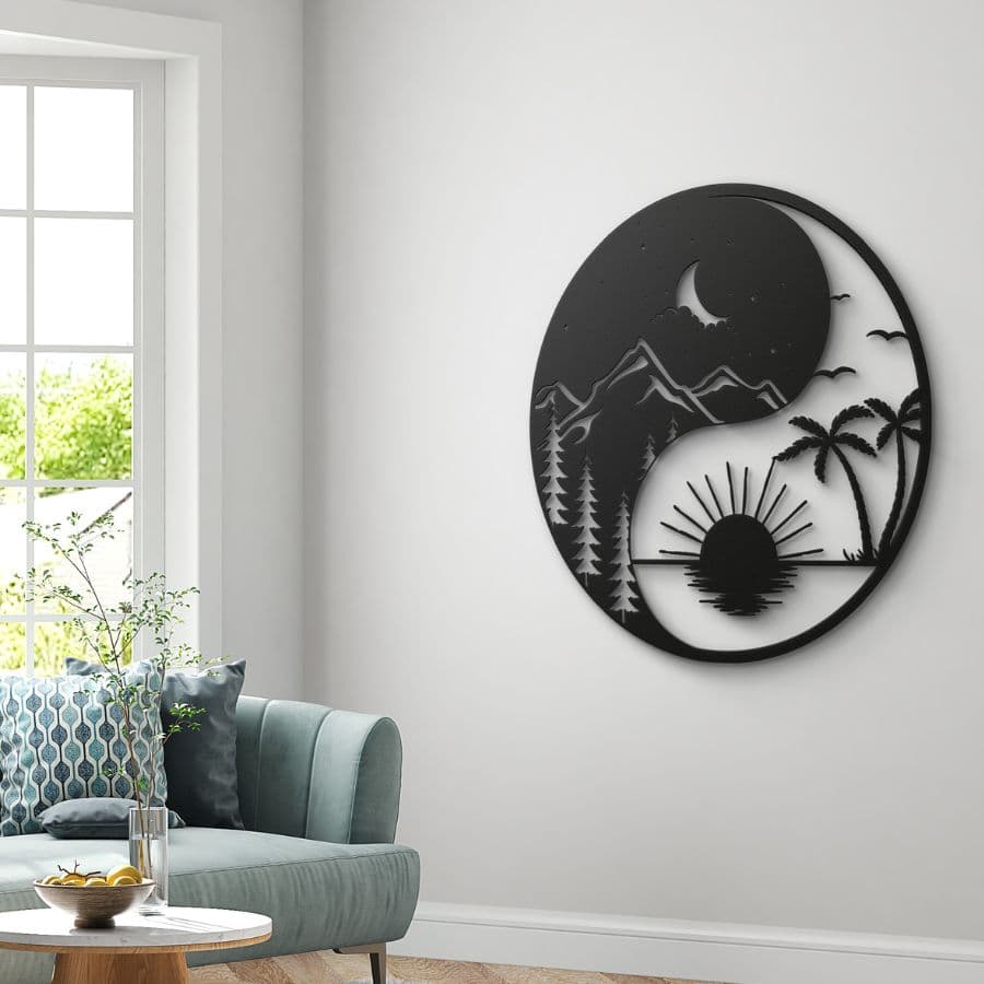 Ying Yang Scenery Metal Wall Art