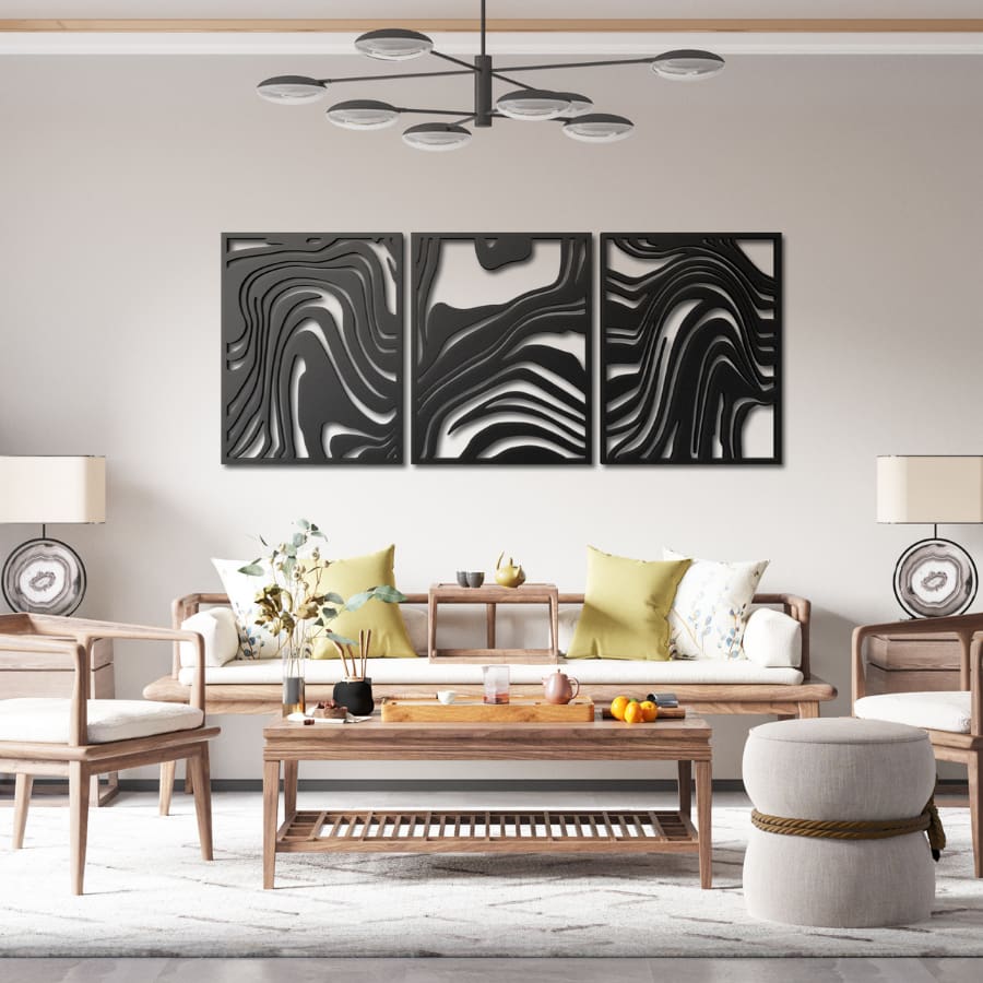 Zebra Pattern Metal Wall Art Decor Set of 3