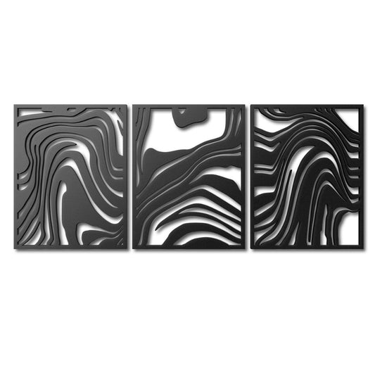 Zebra Pattern Metal Wall Art Decor Set of 3