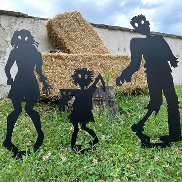 Zombie Family Metal Yard Art, Halloween Decor