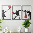 3 Pieces Banksy Metal Wall Art