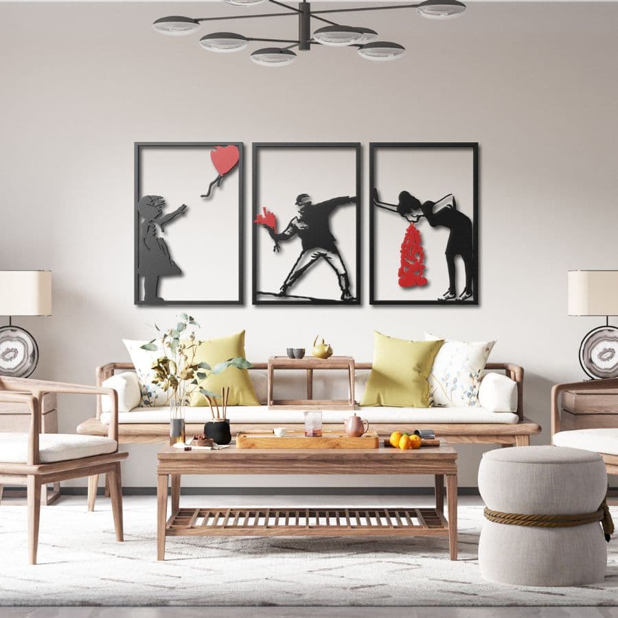 3 Pieces Banksy Metal Wall Art