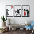 3 Pieces Banksy Metal Wall Art