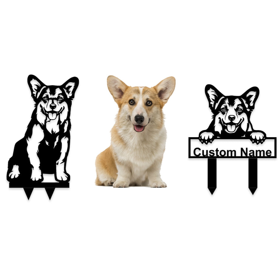 Pembroke Welsh Corgi Custom Metal Dog Portrait