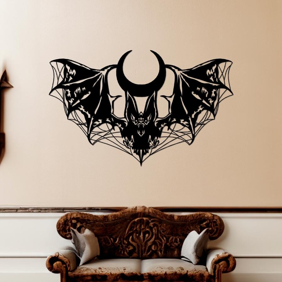 Mystical Gothic Bat Metal Wall Art