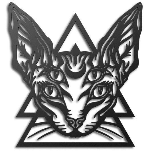 Gothic Sphynx Cat Metal Wall Art