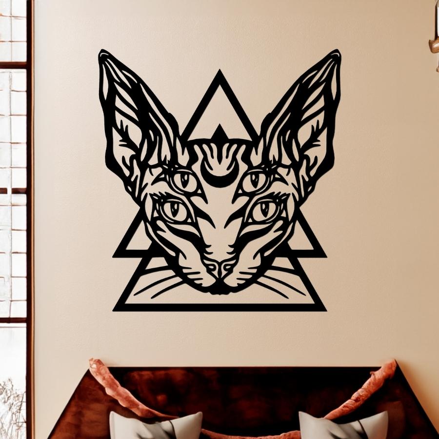 Gothic Sphynx Cat Metal Wall Art