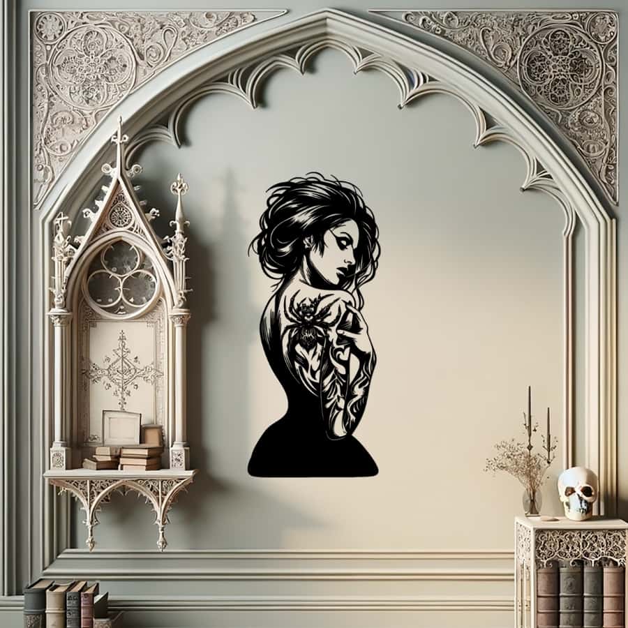 Charming Gothic Woman Metal Wall Art