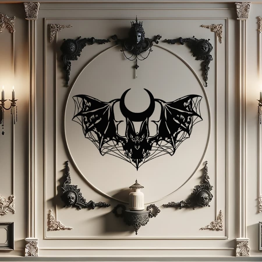 Mystical Gothic Bat Metal Wall Art