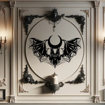 Mystical Gothic Bat Metal Wall Art