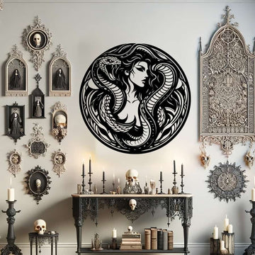 Gothic Snake Woman Metal Wall Art