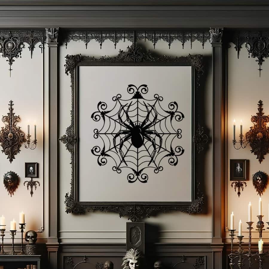 Spider Web Gothic Metal Wall Art