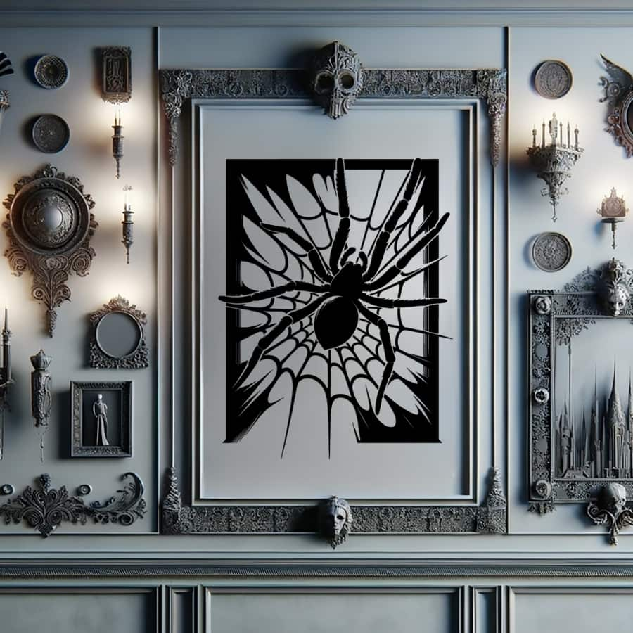 Gothic Style Spider Web Metal Wall Art