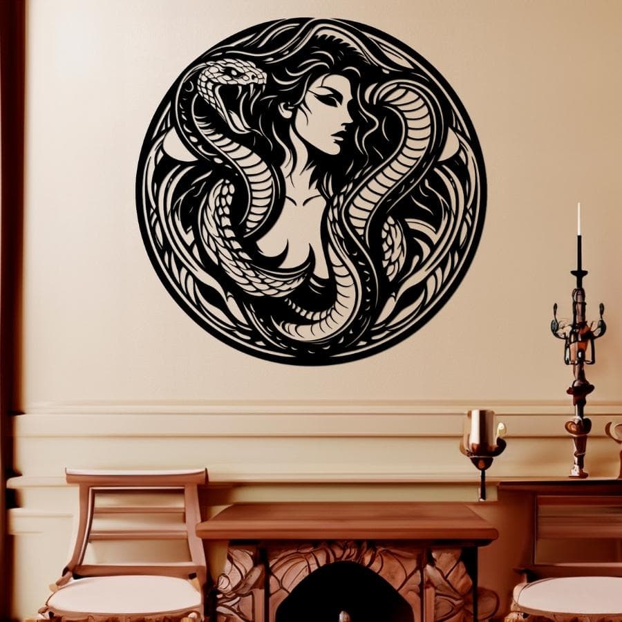 Gothic Snake Woman Metal Wall Art