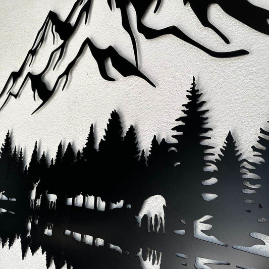 Mountain and Forest Metal Wall Art Decor