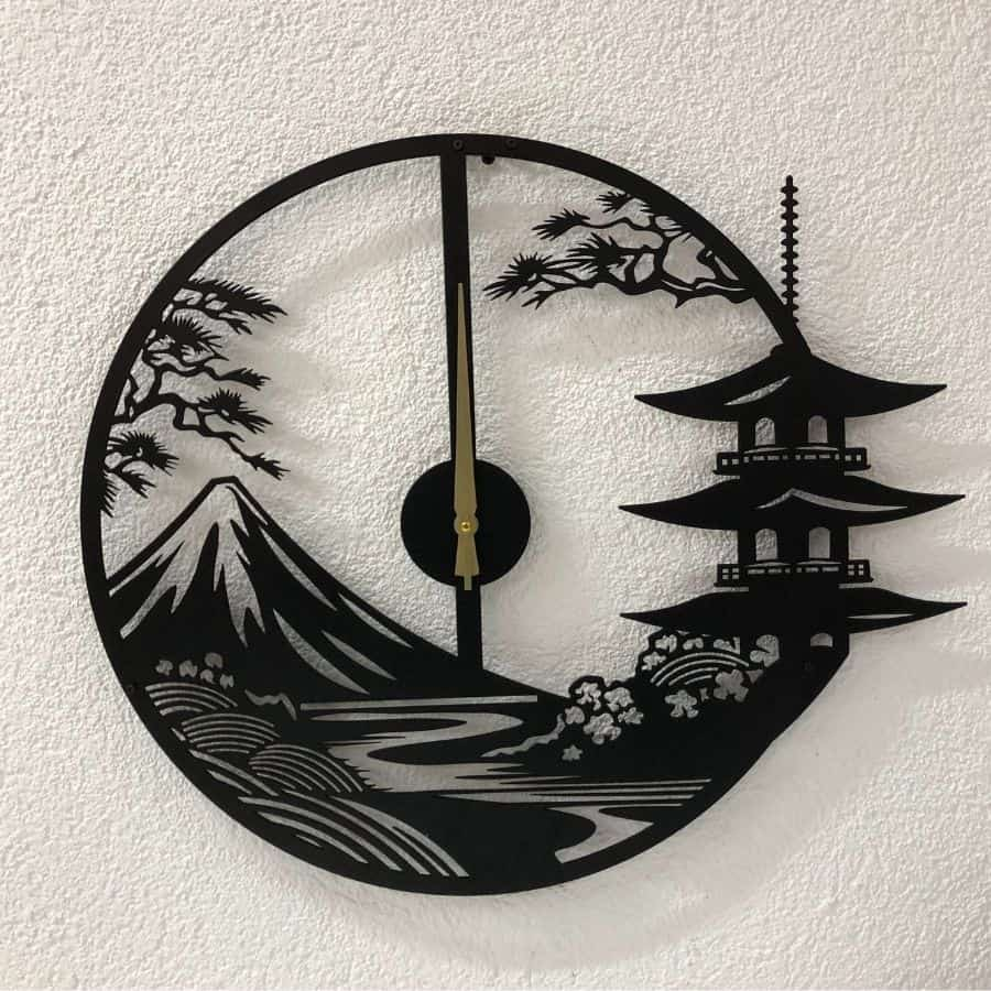 Japanese Landscape Metal Wall Clock