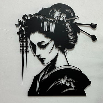 Japanese Geisha Woman Metal Wall Art