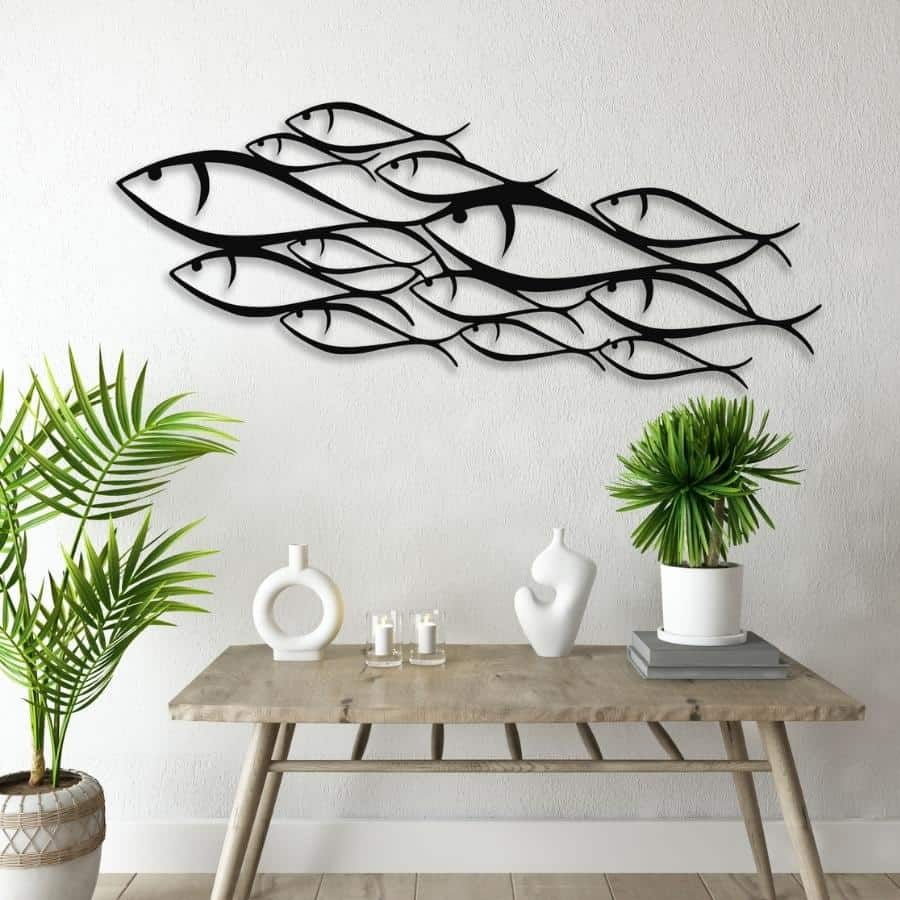 Fish Family Metal Wall Art Decor