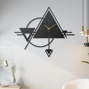 Triangle Shape Metal Wall Clock for Living Room