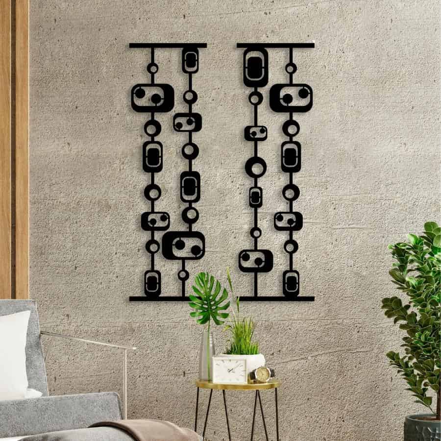 Black and White Mid Century Modern Metal Wall Art