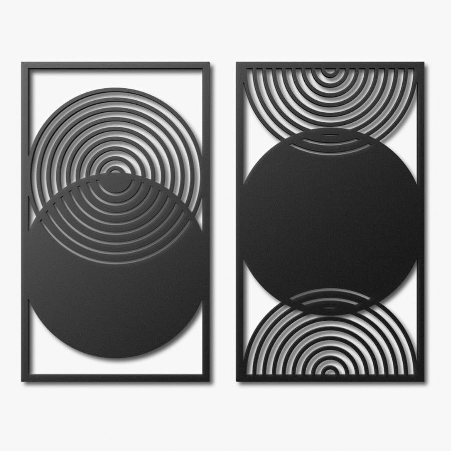 Abstract Mid Century Modern Metal Wall Art Set of 2