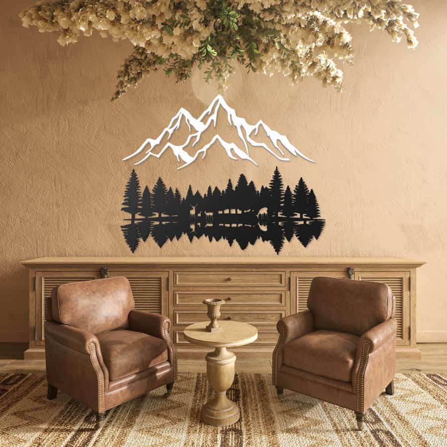 Mountain and Forest Metal Wall Art Decor