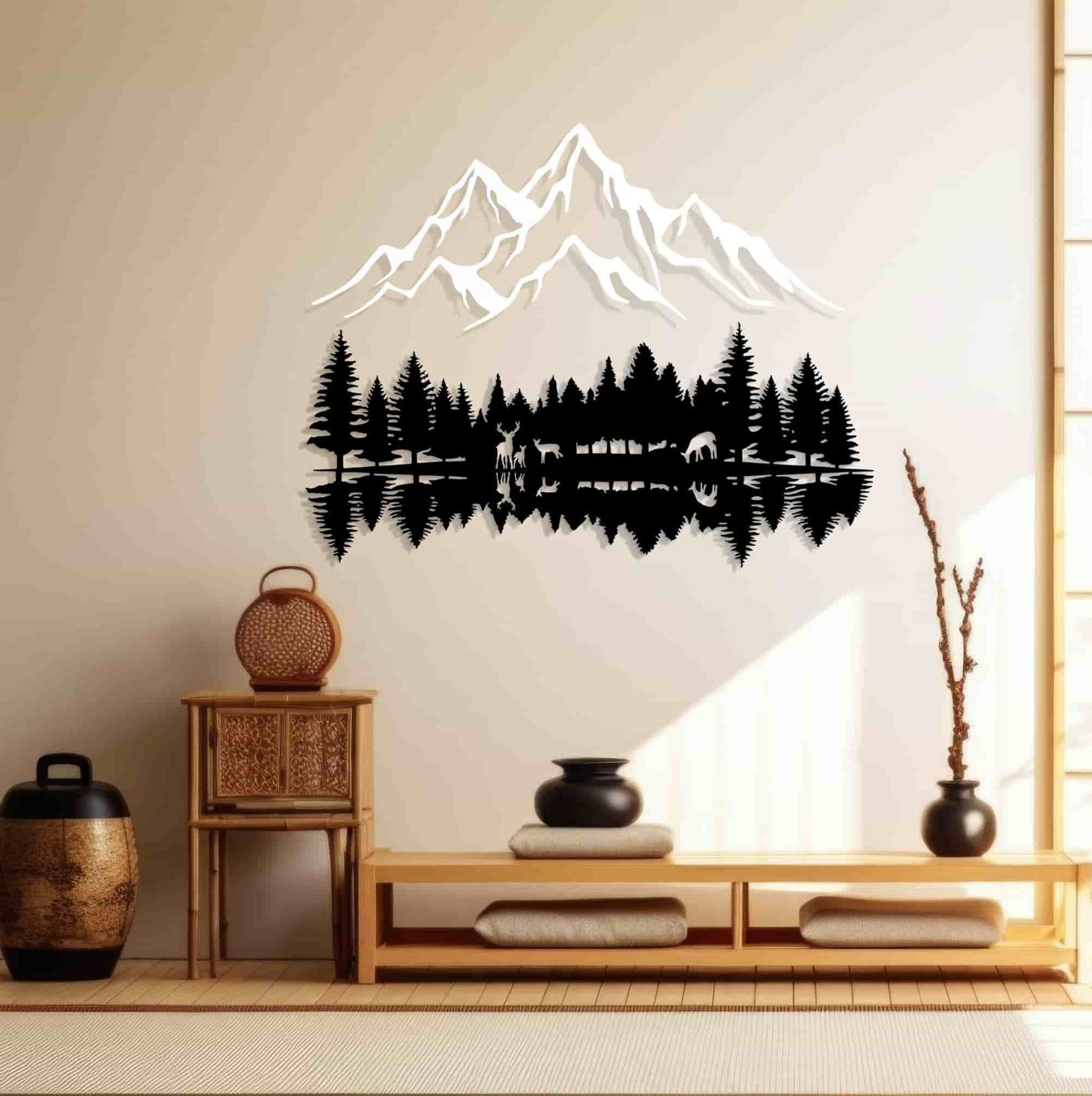 Mountain and Forest Metal Wall Art Decor