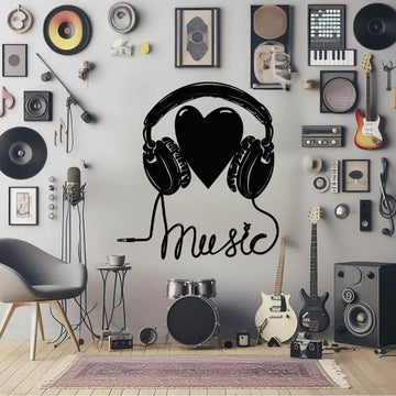 Headphone Heart Metal Wall Art