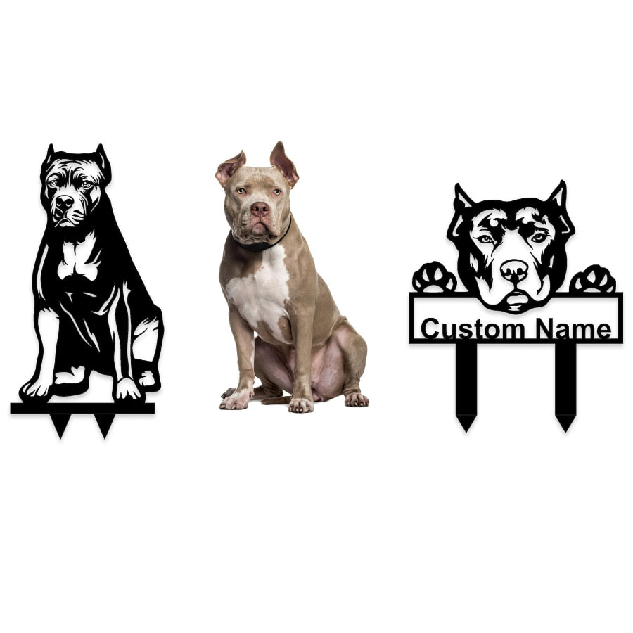 Pit Bull Custom Metal Dog Portrait