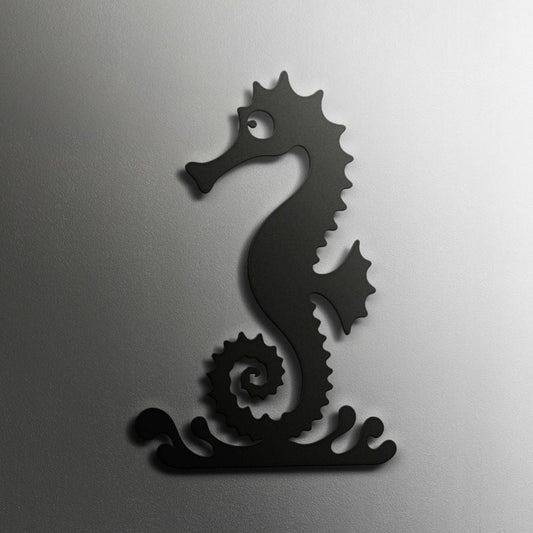 Sea Horse Metal Wall Art grey
