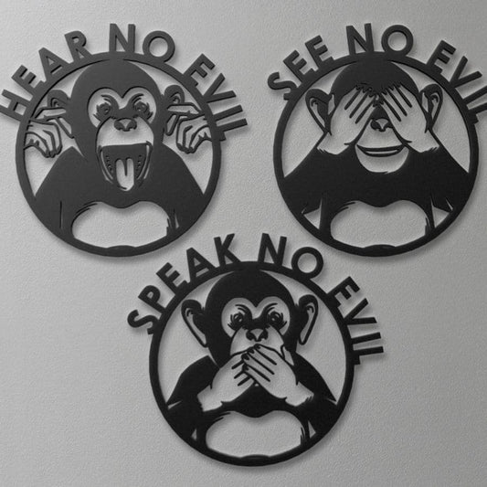 Three Wise Monkeys Metal Wall Art