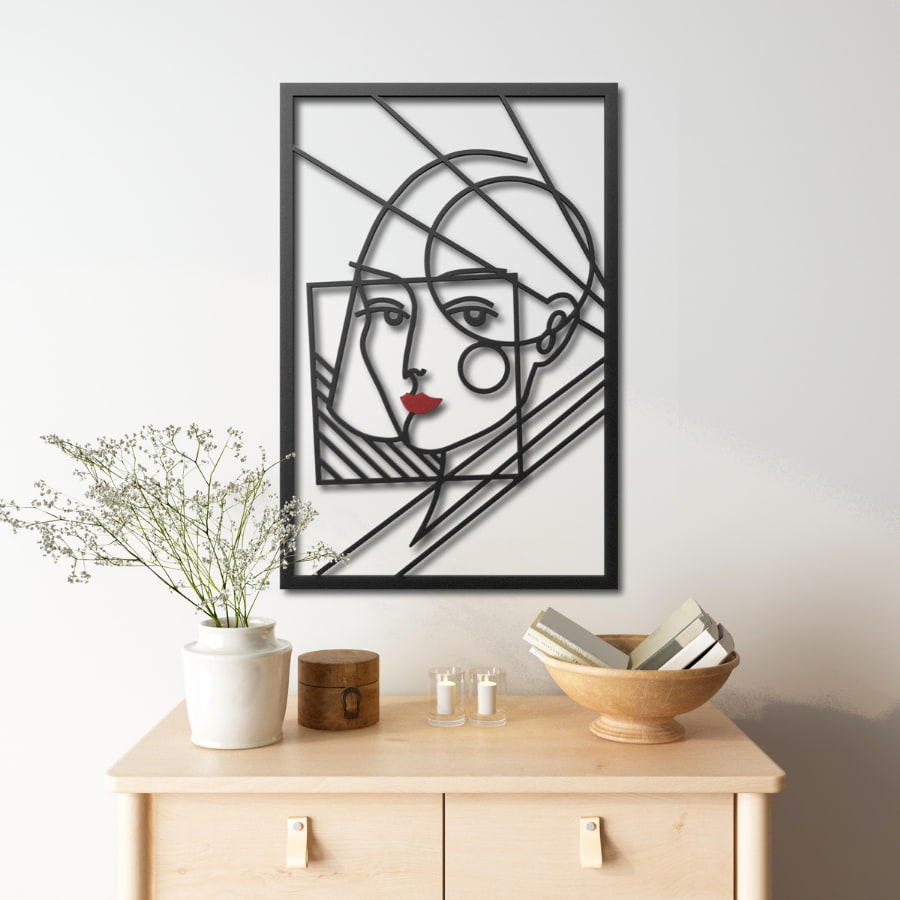 Minimalist Woman Face Metal Line Wall Art