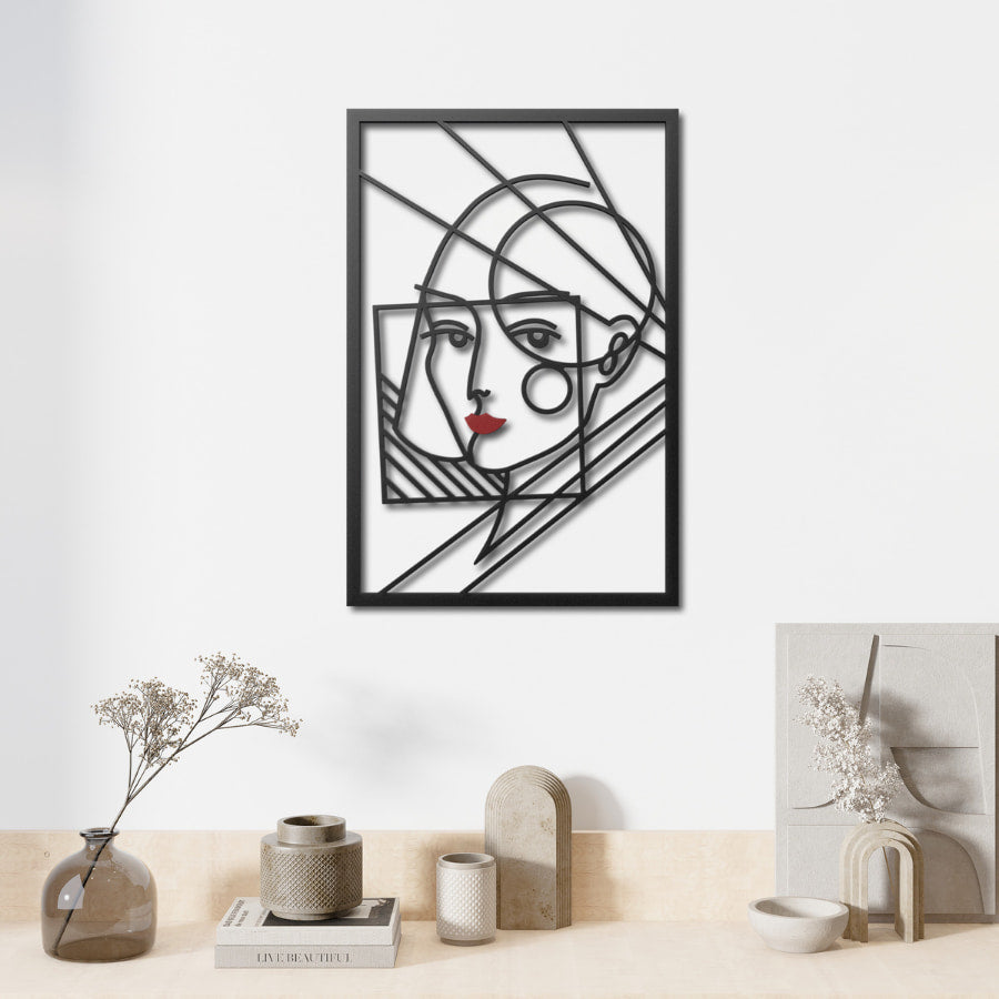 Minimalist Woman Face Metal Line Wall Art