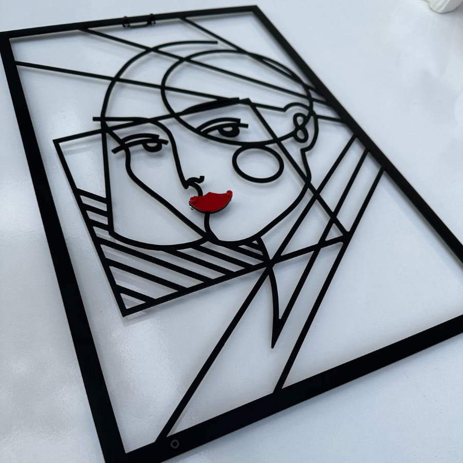 Minimalist Woman Face Metal Line Wall Art