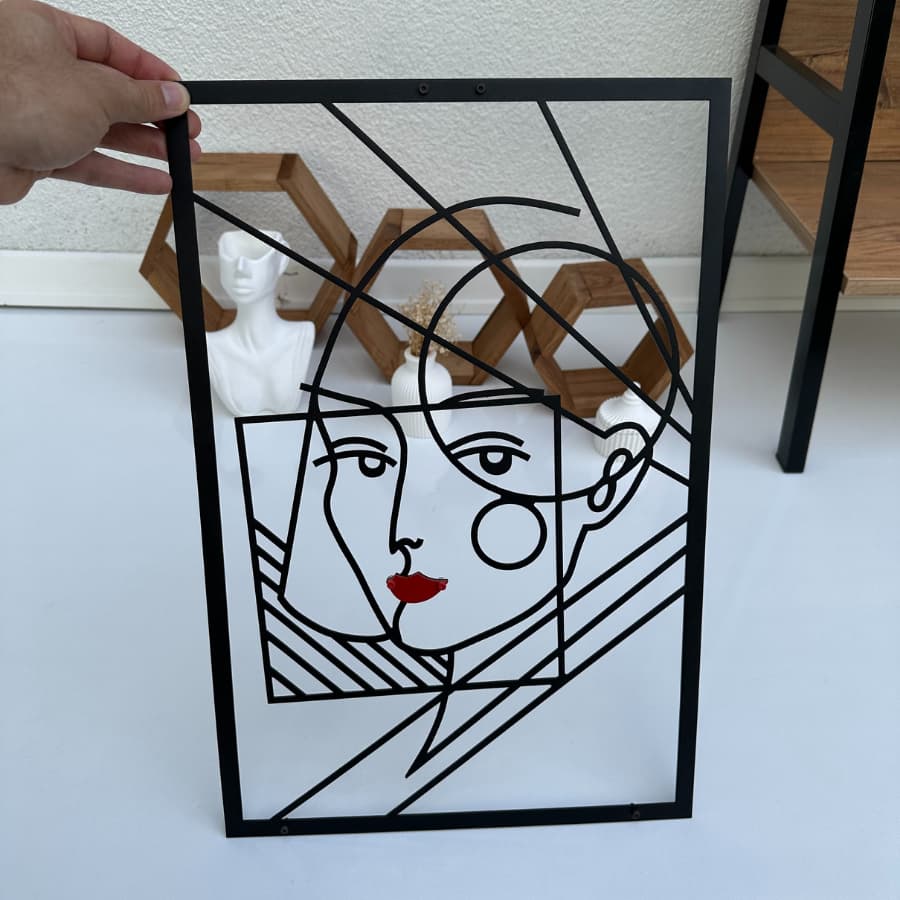 Minimalist Woman Face Metal Line Wall Art