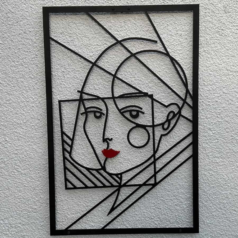 Minimalist Woman Face Metal Line Wall Art