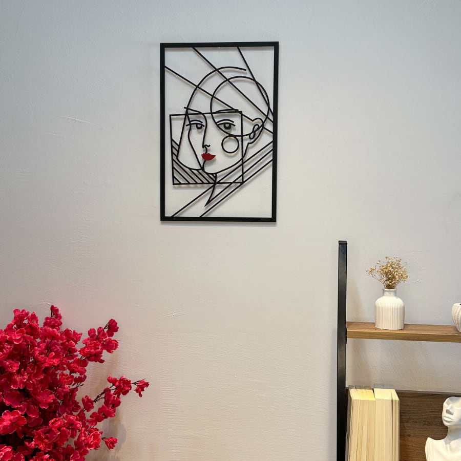 Minimalist Woman Face Metal Line Wall Art