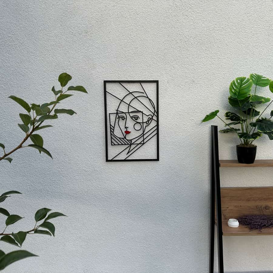 Minimalist Woman Face Metal Line Wall Art